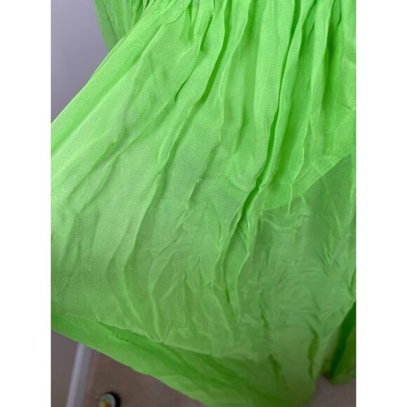 RETROFETE Zion Silk Chiffon Sheer Halterneck Lime Green Maxi Dress Size XS - Picture 10 of 14